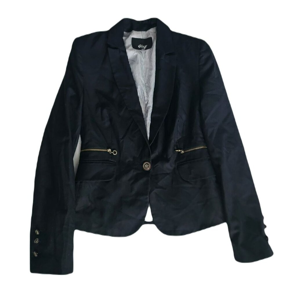 Butik Dayi Women's Black Notch Lapel Single Button Suit Blazer Coat Size 8 - Picture 2 of 11